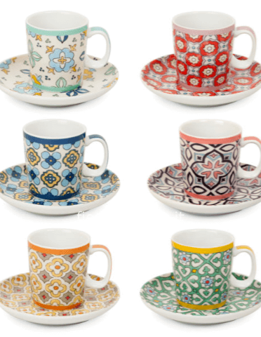 Set 6 Tazze Caffè con Piattini Majorica