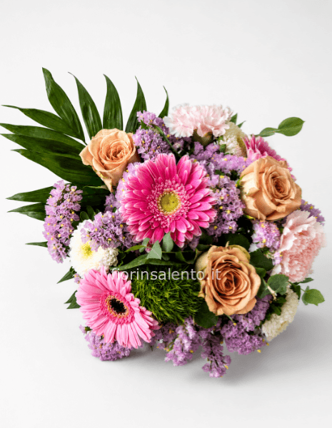 Bouquet rosa, pesca e lilla